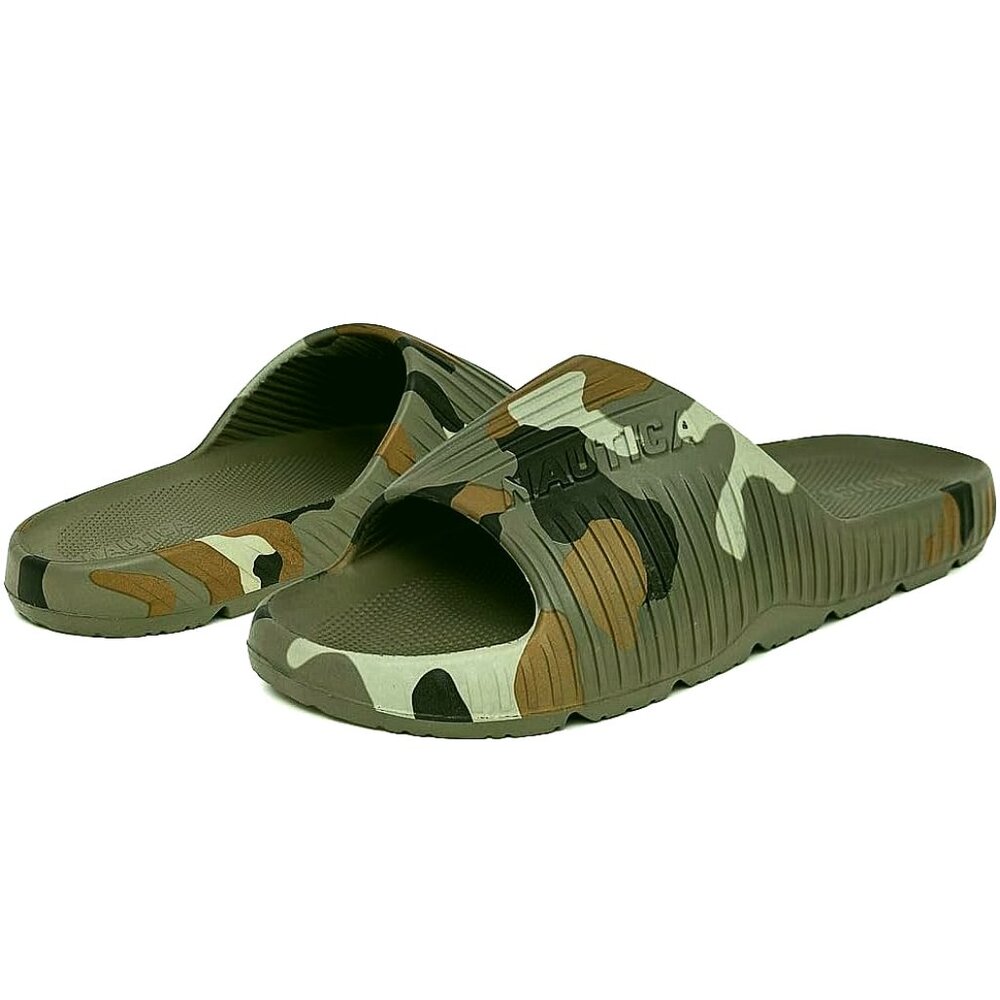 NEW MEN'S NAUTICA SLIPPERS CUSHIONED SLIP-ON SLIDES – EVA FOAM - MENS SIZE 13 **
